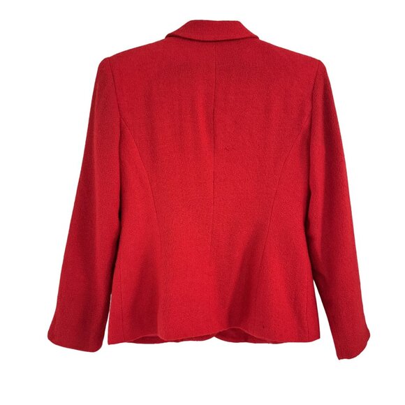 Vintage Christian Dior Womens Red Wool Skirt Suit Set 2P Jacket & Skirt USA - Picture 6 of 16